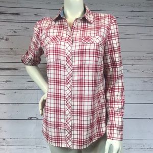 Talbots Shimmer Plaid Button Up Size 6